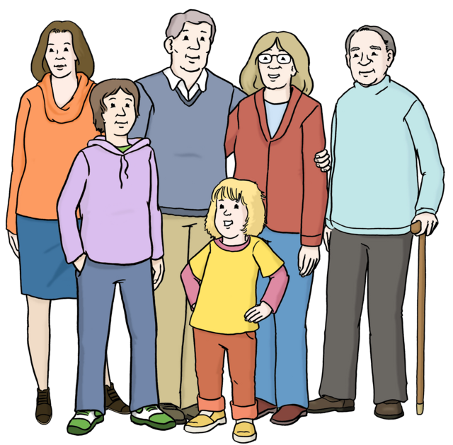 Zeichnung einer Gruppe von Menschen in verschiedenen Alter.